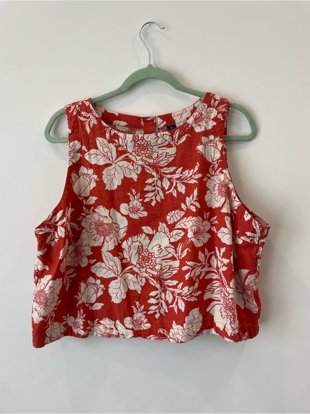 Old Navy Red and White Floral Tank Crop Top